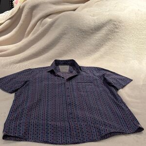 Stylish Geometric Navy Blue Men's Shirt